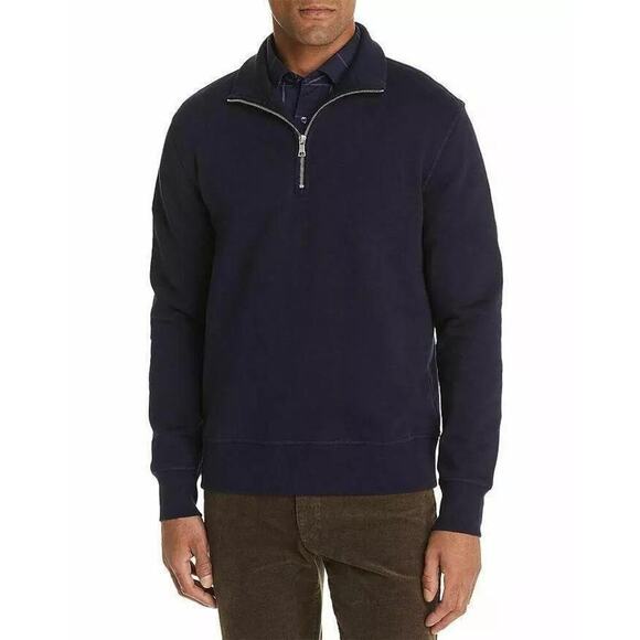 The Men's Store Half-Zip Cotton Fleece Pullover Sweatshirt Navy Small NWT - Picture 5 of 5